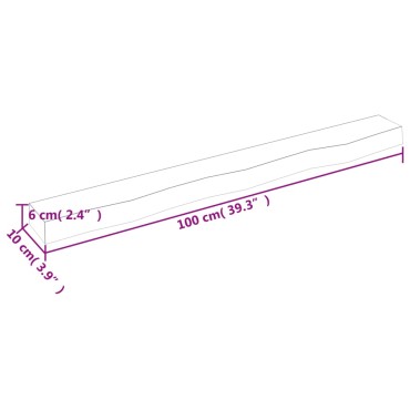 vidaXL Ράφι Τοίχου Σκούρο Καφέ 100x10x6cm Επεξεργ. Μασίφ Ξύλο Δρυός 1 τεμ.