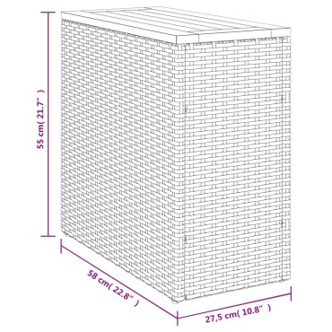 vidaXL Τραπέζι Κήπου με Ξύλινη Επιφάνεια Μπεζ 58x27,5x55cm Συνθ Ρατάν 1 τεμ.