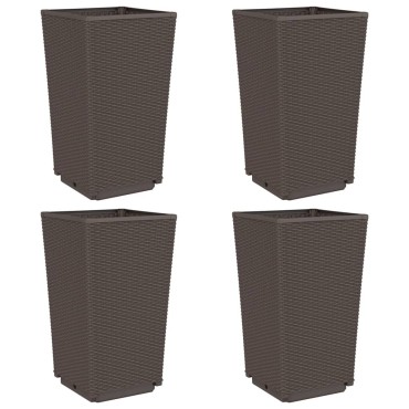 vidaXL Ζαρντινιέρες Κήπου 4 τεμ. Καφέ 32,5x32,5x57 εκ. Πολυπροπυλένιο