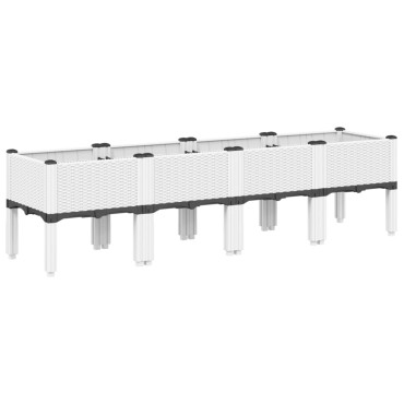 vidaXL Ζαρντινιέρα Κήπου με Πόδια Λευκή 160x40x42 εκ. Πολυπροπυλένιο