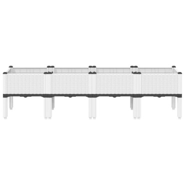 vidaXL Ζαρντινιέρα Κήπου με Πόδια Λευκή 160x40x42 εκ. Πολυπροπυλένιο