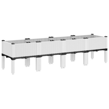 vidaXL Ζαρντινιέρα Κήπου με Πόδια Λευκή 160x40x42 εκ. Πολυπροπυλένιο