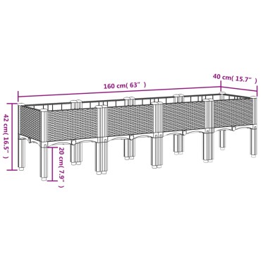 vidaXL Ζαρντινιέρα Κήπου με Πόδια Λευκή 160x40x42 εκ. Πολυπροπυλένιο