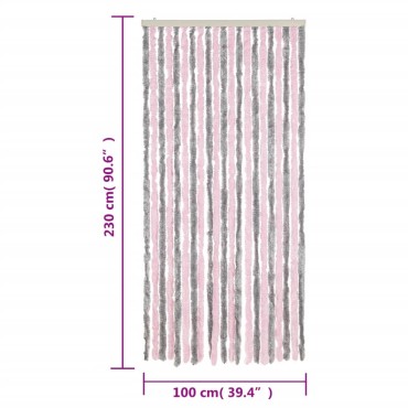 vidaXL Σήτα Εντόμων Ασημί Γκρι / Ροζ 100 x 230 εκ. από Σενίλ