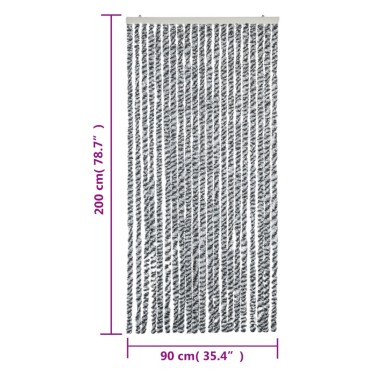 vidaXL Σήτα Εντόμων Γκρι/Μαύρη/Λευκή 90x200 εκ. από Σενίλ