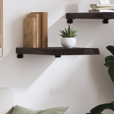 vidaXL Ράφι Τοίχου Σκούρο Καφέ 40x60x(2-6)cm Επεξ. Μασίφ Ξύλο Δρυός 1 τεμ.