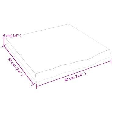 vidaXL Ράφι Τοίχου 60x60x(2-6)cm από Ακατέργαστο Μασίφ Ξύλο Δρυός 1 τεμ.