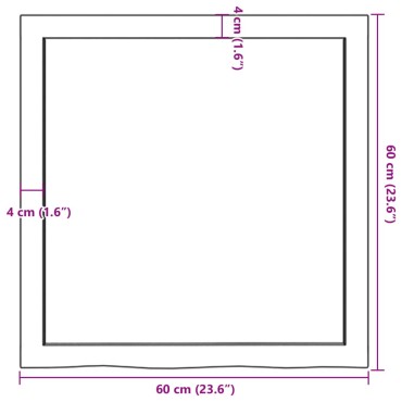 vidaXL Ράφι Τοίχου 60x60x(2-6)cm από Ακατέργαστο Μασίφ Ξύλο Δρυός 1 τεμ.