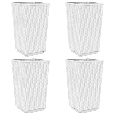 vidaXL Ζαρντινιέρες Κήπου 4 τεμ. Λευκό 32,5x32,5x57 εκ. Πολυπροπυλένιο