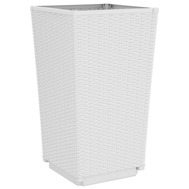 vidaXL Ζαρντινιέρες Κήπου 4 τεμ. Λευκό 32,5x32,5x57 εκ. Πολυπροπυλένιο