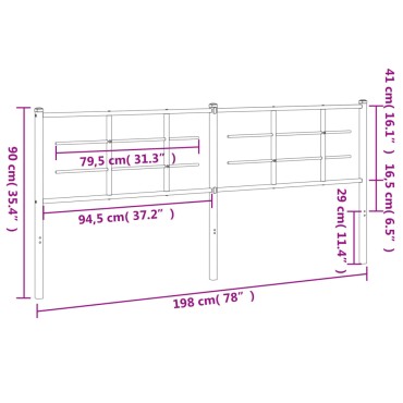 vidaXL Κεφαλάρι Λευκό Μεταλλικό 198x3x90cm 1 τεμ.