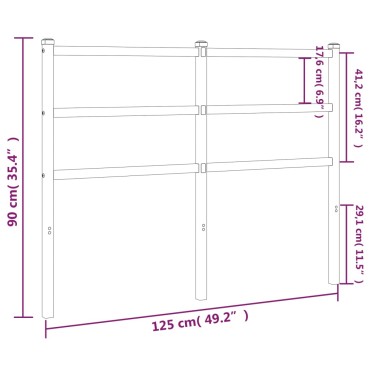 vidaXL Κεφαλάρι Μαύρο Μεταλλικό 125x3x90cm 1 τεμ.