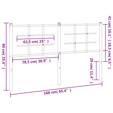 vidaXL Κεφαλάρι Λευκό Μεταλλικό 166x3x90cm 1 τεμ.