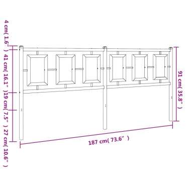 vidaXL Κεφαλάρι Λευκό Μεταλλικό 187x3x91cm 1 τεμ.