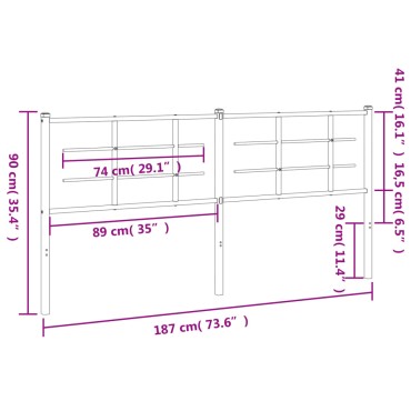 vidaXL Κεφαλάρι Λευκό Μεταλλικό 187x3x90cm 1 τεμ.