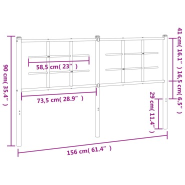 vidaXL Κεφαλάρι Λευκό Μεταλλικό 156x3x90cm 1 τεμ.