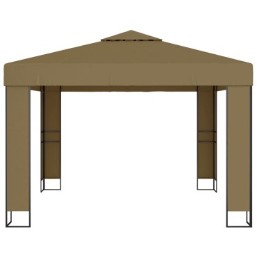 vidaXL Κιόσκι με Διπλή Οροφή και Φωτάκια LED Taupe 3 x 3 x 2,7 μ.