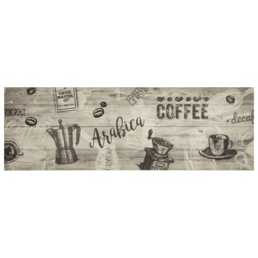 vidaXL Χαλί Κουζίνας Πλενόμενο Γκρι Επιγρ. Coffee 60x180 εκ. Βελούδο