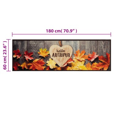 vidaXL Χαλί Κουζίνας Πλενόμενο Σχέδιο Autumn 60 x 180 εκ. Βελούδινο