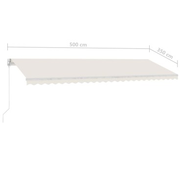 vidaXL Τέντα Συρόμενη Χειροκίνητη με LED Κρεμ 500x350 εκ.