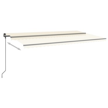 vidaXL Τέντα Συρόμενη Χειροκίνητη με LED Κρεμ 6x3 μ.