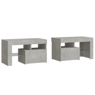 vidaXL Κομοδίνα 2 τεμ. με LED Γκρι σκυροδέματος 70x36,5x40cm