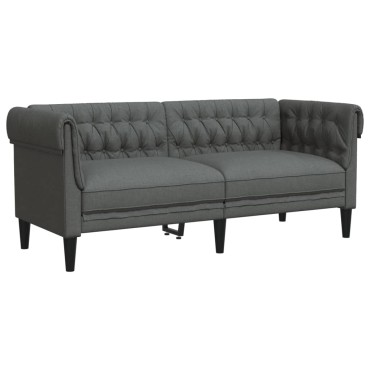 vidaXL Καναπές Διθέσιος Chesterfield Σκούρο Γκρι Υφασμάτινος 182,5x74,5x74,5cm 1 τεμ.
