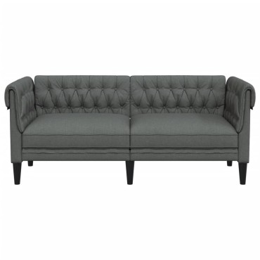 vidaXL Καναπές Διθέσιος Chesterfield Σκούρο Γκρι Υφασμάτινος 182,5x74,5x74,5cm 1 τεμ.