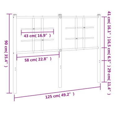 vidaXL Κεφαλάρι Λευκό Μεταλλικό 125x3x90cm 1 τεμ.