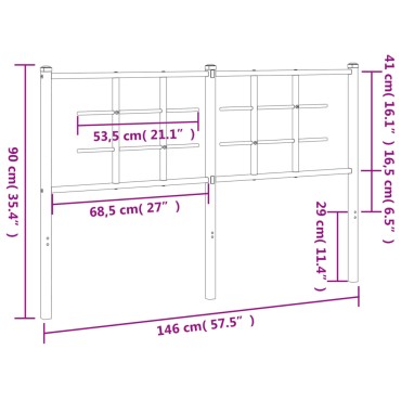 vidaXL Κεφαλάρι Λευκό Μεταλλικό 146x3x90cm 1 τεμ.