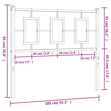 vidaXL Κεφαλάρι Μαύρο Μεταλλικό 105x3x91cm 1 τεμ.