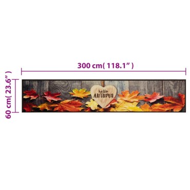 vidaXL Χαλί Κουζίνας Πλενόμενο Σχέδιο Autumn 60x300 εκ. Βελούδινο