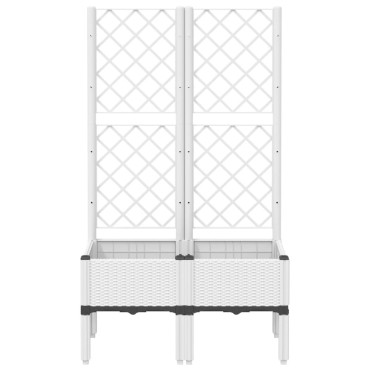 vidaXL Ζαρντινιέρα Κήπου με Καφασωτό Λευκή 80x40x142 εκ. Πολυπροπ.