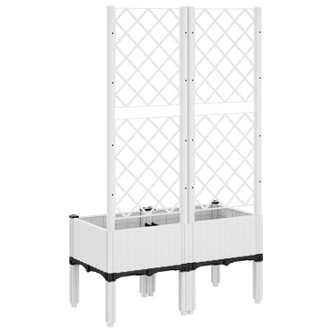 vidaXL Ζαρντινιέρα Κήπου με Καφασωτό Λευκή 80x40x142 εκ. Πολυπροπ.