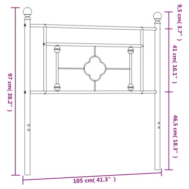 vidaXL Κεφαλάρι Λευκό Μεταλλικό 105x3x97cm 1 τεμ.
