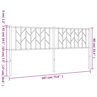 vidaXL Κεφαλάρι Λευκό Μεταλλικό 187x4x90cm 1 τεμ.