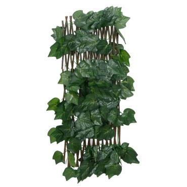 vidaXL Καφασωτό Επεκτ. Πράσινο 190x60cm Τεχνητά Αμπελόφυλλα