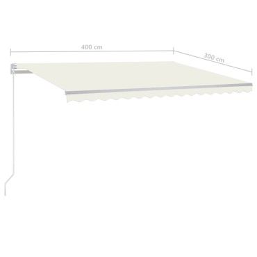 vidaXL Τέντα Αυτόματη με LED & Αισθητήρα Ανέμου Κρεμ 4x3 μ.