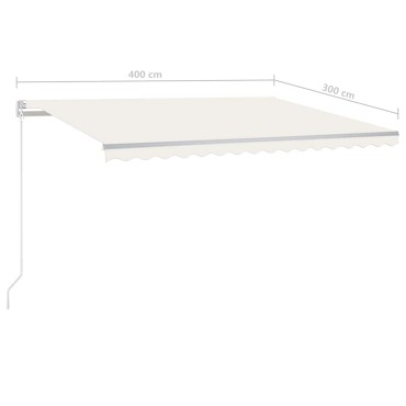 vidaXL Τέντα Αυτόματη με LED & Αισθητήρα Ανέμου Κρεμ 4x3 μ.
