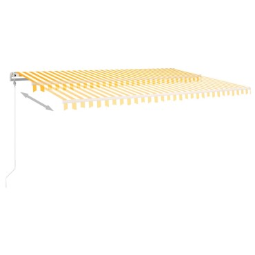 vidaXL Τέντα Συρόμενη Χειροκίνητη με LED Κίτρινο / Λευκό 5x3,5 μ.