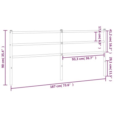 vidaXL Κεφαλάρι Μαύρο Μεταλλικό 187x3x90cm 1 τεμ.