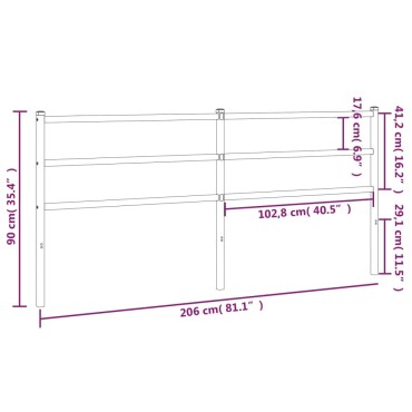 vidaXL Κεφαλάρι Μαύρο Μεταλλικό 206x3x90cm 1 τεμ.