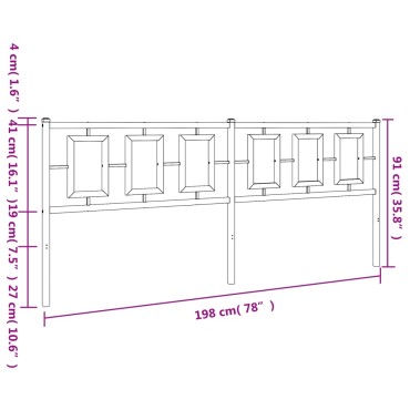 vidaXL Κεφαλάρι Μαύρο Μεταλλικό 198x3x91cm 1 τεμ.