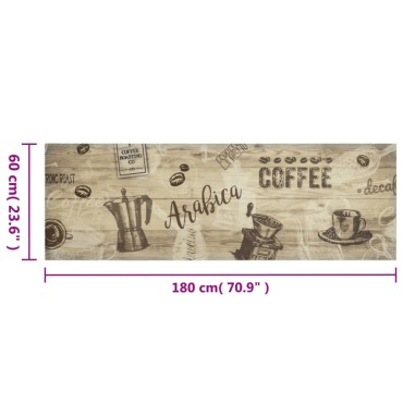 vidaXL Χαλί Κουζίνας Πλενόμενο Καφέ Επιγραφή Καφές 60x180 εκ. Βελούδο