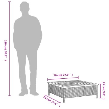 vidaXL Τραπέζι Κήπου Μπεζ 70x70x25cm από Ρατάν και Ξύλο Ακακίας 1 τεμ.