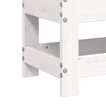 vidaXL Υποπόδιο Κήπου Λευκό 62x30x32cm από Μασίφ Ξύλο Πεύκου 1 τεμ. Γωνιακός