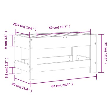 vidaXL Υποπόδιο Κήπου Λευκό 62x30x32cm από Μασίφ Ξύλο Πεύκου 1 τεμ. Γωνιακός