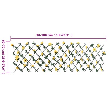 vidaXL Καφασωτό Επεκτεινόμενο Κίτρινο 180x60cm Τεχνητός Κισσός