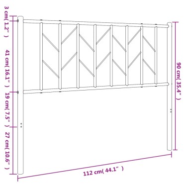 vidaXL Κεφαλάρι Λευκό Μεταλλικό 112x4x90cm 1 τεμ.