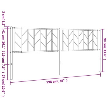vidaXL Κεφαλάρι Λευκό Μεταλλικό 198x4x90cm 1 τεμ.